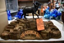 ROCY SHOES & BOOTS URETHANE DISPLAY W/RAM ON MOUNTAIN TABLE TOP, 17"H X 30"W X 20"D