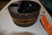 CAPTAIN MORGAN COMBO ICE BUCKET, 4 GLASS, 1 BOTTLE CADDY/STAND, 6"H, 12" DIAMETER