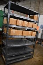 METAL SHELVING UNIT ON CASTERS, 4' X 2' X 76"H, NO CONTENTS