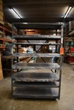 8 SHELF METAL STORAGE RACK ON 3" CASTERS, NO CONTENTS, 78"H X 48"W X 24"D