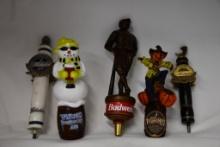 (5) TAP MARKERS: WINTER ALE, JACKS PUMPKIN, SM MICHILOB LAGER, BUDWEISER,