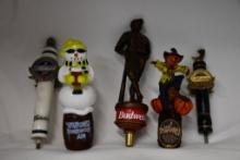 (5) TAP MARKERS: WINTER ALE, JACKS PUMPKIN, SM MICHILOB LAGER, BUDWEISER,