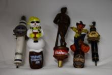 (5) TAP MARKERS: WINTER ALE, JACKS PUMPKIN, SM MICHILOB LAGER, BUDWEISER,