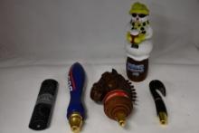 (5) TAP MARKERS: WINTER ALE, BUDWEISER, SILVER TOTEM, AMBER BOCK, BUSCH