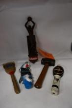 (5) TAP HANDLES: AMBER BOCK, CLYDESDALE, BUD (BASKETBALL), TARPON, LONG SHOT