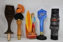 (5) TAP HANDLES: MASTER CELLARS WINES, SHOP TOP (NO NAME), BUD LIGHT, BEACH BUM, SILVER TOTEM