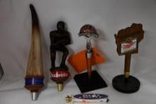 (5) TAP HANDLES: BUD LIGHT SURFER, MILLER WISC., SHOCK TOP BELGIAN, BUD FOOTBALL, BUD LIGHT HORN