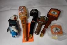 (5) TAP HANDLES: TARPON, HOOTERS 83, AMBER BOCK, MOOSEHEAD, SHINER W/EXTRA LABELS
