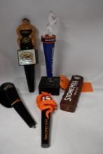 (5) TAP HANDLES: AMBER BOCK, KIRIN ICHIBAN, BUD LIGHT BRONCOS, STONE MILL, PACIFIC RIM