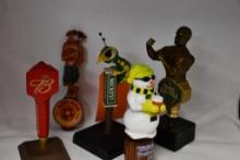 (5) TAP HANDLES: WINTER'S, MICHEY'S (WASP), BARE KNUCKLE. SUN DOG, BUD