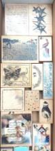 (15) MISC RUBBER STAMPS: BUTTERFLIES, HAND, ARC, ETC.