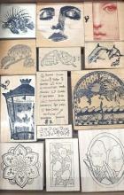 (13) MISC. RUBBER STAMPS: LION FISH, DOLPHINS, FACES, ETC.