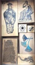 (7) MISC. RUBBER STAMPS: RISING STAR, SEAHORSE, FLOWERS, ETC.