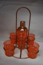 COINTREAU SHAKER/GLASS SET IN COPPER COLORED CADDY