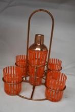 COINTREAU SHAKER/GLASS SET IN COPPER COLORED CADDY