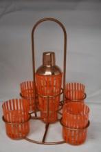 SHAKER/GLASS SET IN COPPER CADDY