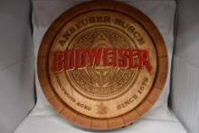 22-1/2" DIAMETER BUDWEISER RIGID URETHANE FOAM "BARREL TOP" SIGN, NIB