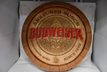 22-1/2" DIAMETER BUDWEISER RIGID URETHANE FOAM "BARREL TOP" SIGN, NIB