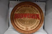 22-1/2" DIAMETER BUDWEISER RIGID URETHANE FOAM "BARREL TOP" SIGN, NIB