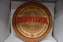 22-1/2" DIAMETER BUDWEISER RIGID URETHANE FOAM "BARREL TOP" SIGN, NIB