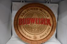 22-1/2" DIAMETER BUDWEISER RIGID URETHANE FOAM "BARREL TOP" SIGN, NIB
