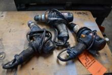 (3) RYOBI 3/8" CORDED DRILLS WITH KEYLESS CHUCKS