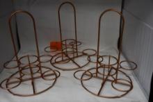 (3) COPPER GLASS/BOTTLE/SHAKER CADDIES, NIB