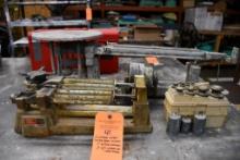 (3) VINTAGE OHAUS TRIPLE BEAM SCALES - (1) WITH DISC WEIGHTS AND (2) WITH ONE WEIGHT SET,