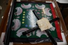 COMPLETE POKER TABLE, OAK WITH LEGS, PICTURE IS A REPRESENTATIVE