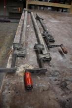 ASSORTED VINTAGE BAR CLAMPS, (2) 4' AND (1) 3'
