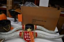 (2) LONESTAR "HORNS", 51" SPAN, (1) IS INCOMPLETE, TIP BROKEN ON OTHER