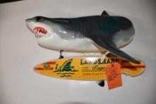 LAND SHARK PREMIUM LAGER SHARK WITH HANGING SURFBOARD