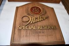 MILLER SPECIAL RESERVE BEER SIGN