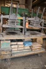 2 SINGLE BAG PNEUMATIC PRESS TABLES ON A ROLLING CART, 67"L X 26"D X 69"H