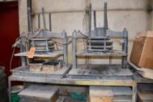2 SINGLE BAG PNEUMATIC PRESS TABLES ON A ROLLING CART, 67"L X 26"D X 70"H