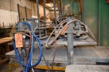 2 SINGLE BAG PNEUMATIC PRESS TABLES ON A ROLLING CART, 67"H X 26"D X 70"H