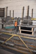 2 SINGLE BAG PRESS TABLE ON A ROLLING CART, 67" X 26"D X 71"H
