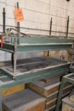 PNEUMATIC PRESS TABLE, 2 BAG ON ROLLING CART, 67"L X 26"D X 68"H