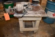 TABLE W/GRINDER & WEIGHTS, 31"H X 24"W X 27"L