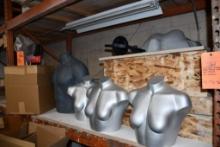 BOX W/MISC. GOSLINGS PARTS & MANEQUIN PARTS ON SHELF