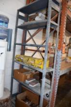 STEEL STORAGE SHELVING UNIT, 6 TIER W/CONTENTS, 37"L X 12"D X 84"H