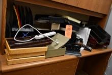 MISC. OFFICE ITEMS: FILE TRAYS, ROLADEX, METAL FILE HOLDERS, ETC.