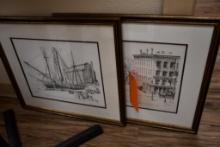 (2) FRAMED & MATTED PRINTS: LYN CASPER 21/250 ELEVATOR A, LYN CASPER 14/250 MILWAUKEE