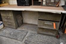 (2) THREE DRAWER METAL STORAGE CABINETS WITH CONTENTS IN DRAWERS, WOOD TOP MAY BE ATTACHED,