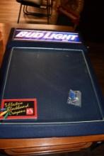 BUD LIGHT ELECTRIC LIGHT UP SIGNE W/WRITE ON CRAYONS, WORKS