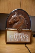 GEORGE KILIAN'S IRISH RED WALL SIGN/LIGHT W/BOX, 24"H X 19"W