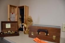 (4) ITEMS ON TOP OF CABINET: EAGLE, BANFI, ETC.