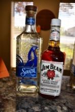 BOTTLE OF JIM BEAM & BOTTLE OF SAUZA, MUST BE 21