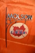 MOLSON CANADIAN FOAM SIGN ON METAL HOLDER W/BOX