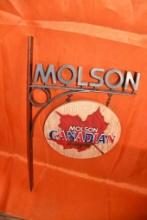 MOLSON CANADIAN FOAM SIGN ON METAL HOLDER W/BOX
